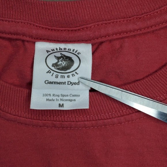 Authentic Pigment Garment Dyed Chimney Rock Burgundy Medium T Shirt - Picture 9 of 11